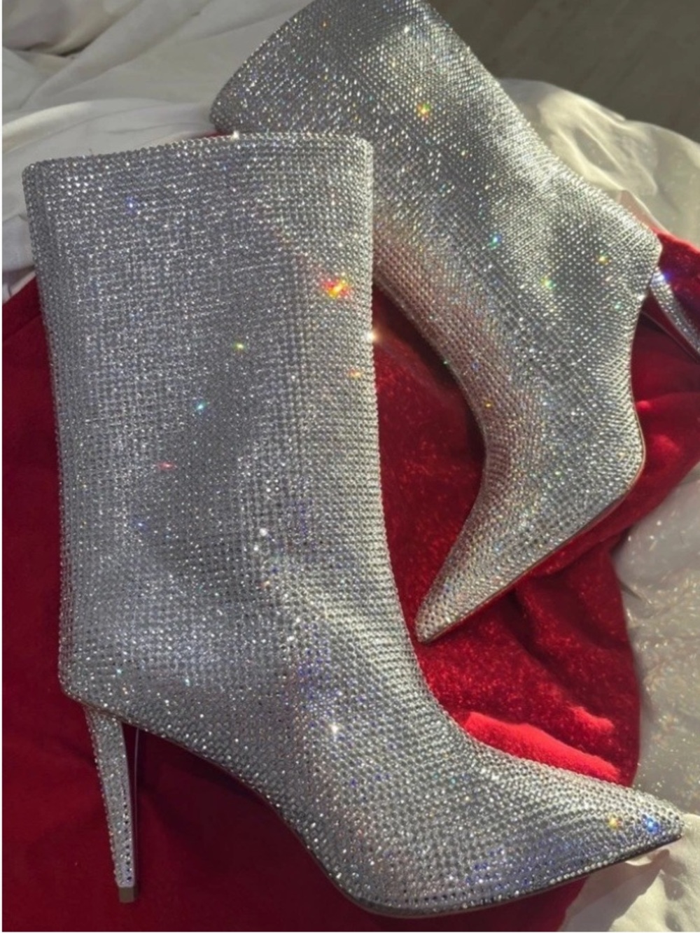 CHRISTIAN LOUBOUTIN ASTRILARGE STRASS CRYSTAL BOOTS SZ 38.5 NEW